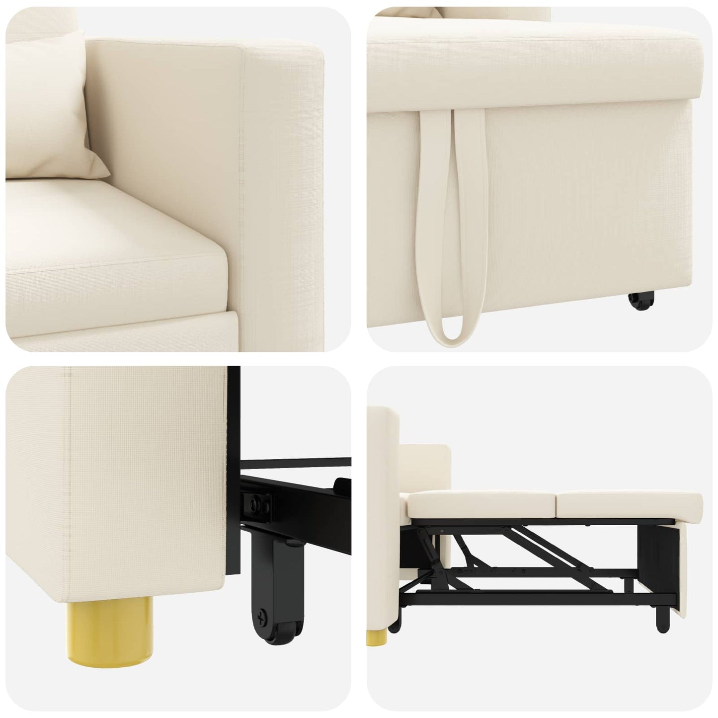 Utrækkelig sovesofa enkelt Cremehvid 90 x 165 x 87 cm Stof