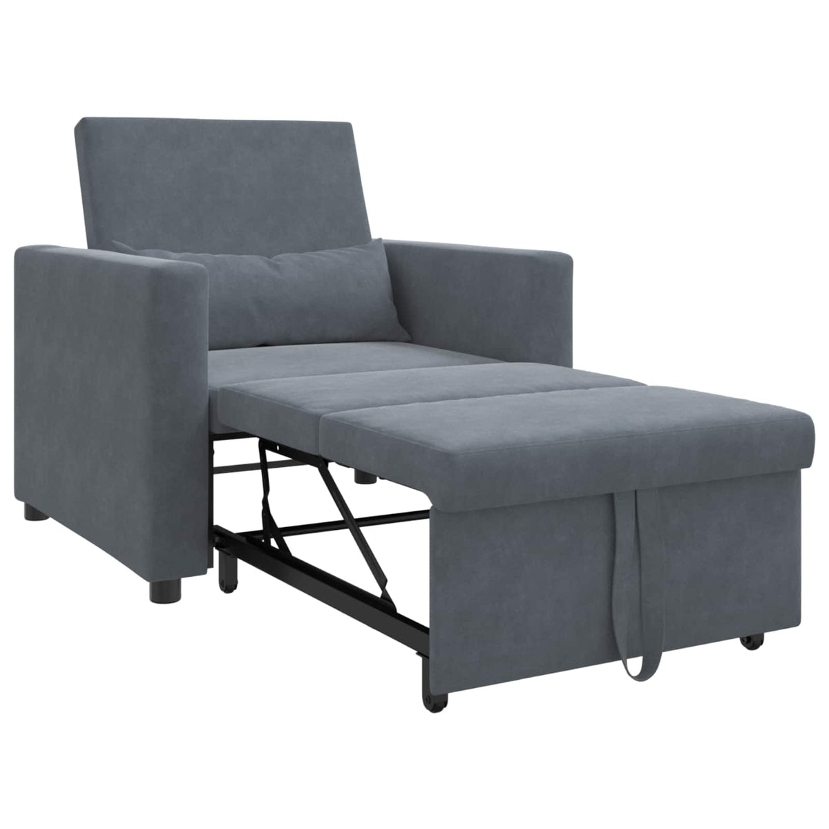 Utrækkelig sovesofa enkelt med hjul Mørkegrå Fløjl