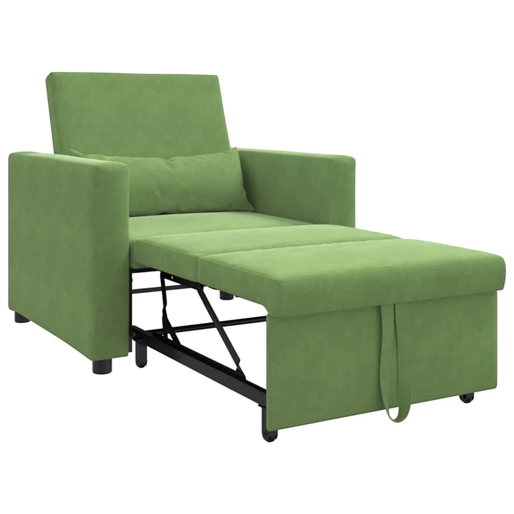 Utrækkelig sovesofa enkelt med hjul Lysegrøn Fløjl