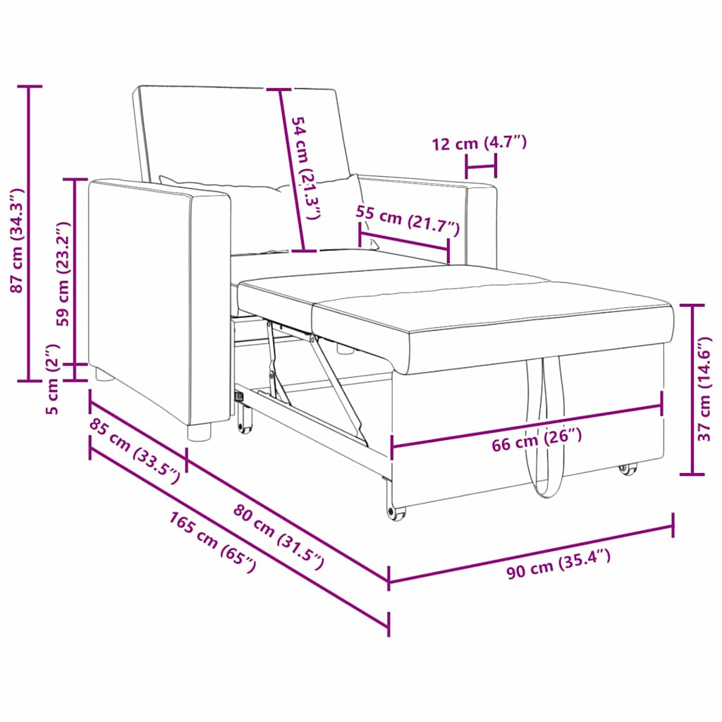 Utrækkelig sovesofa enkelt med hjul Lysegrøn Fløjl