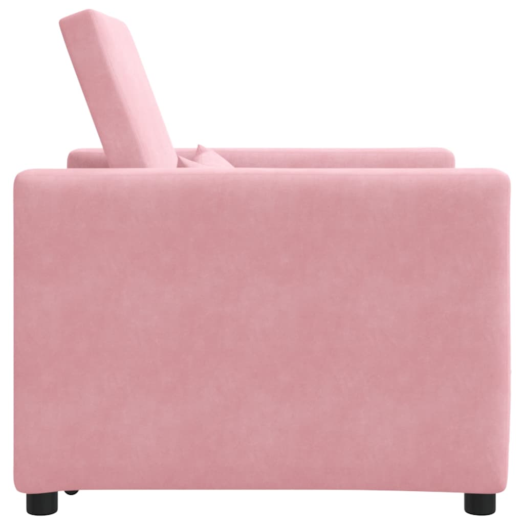 Utrækkelig sovesofa enkelt med hjul Lys pink Fløjl