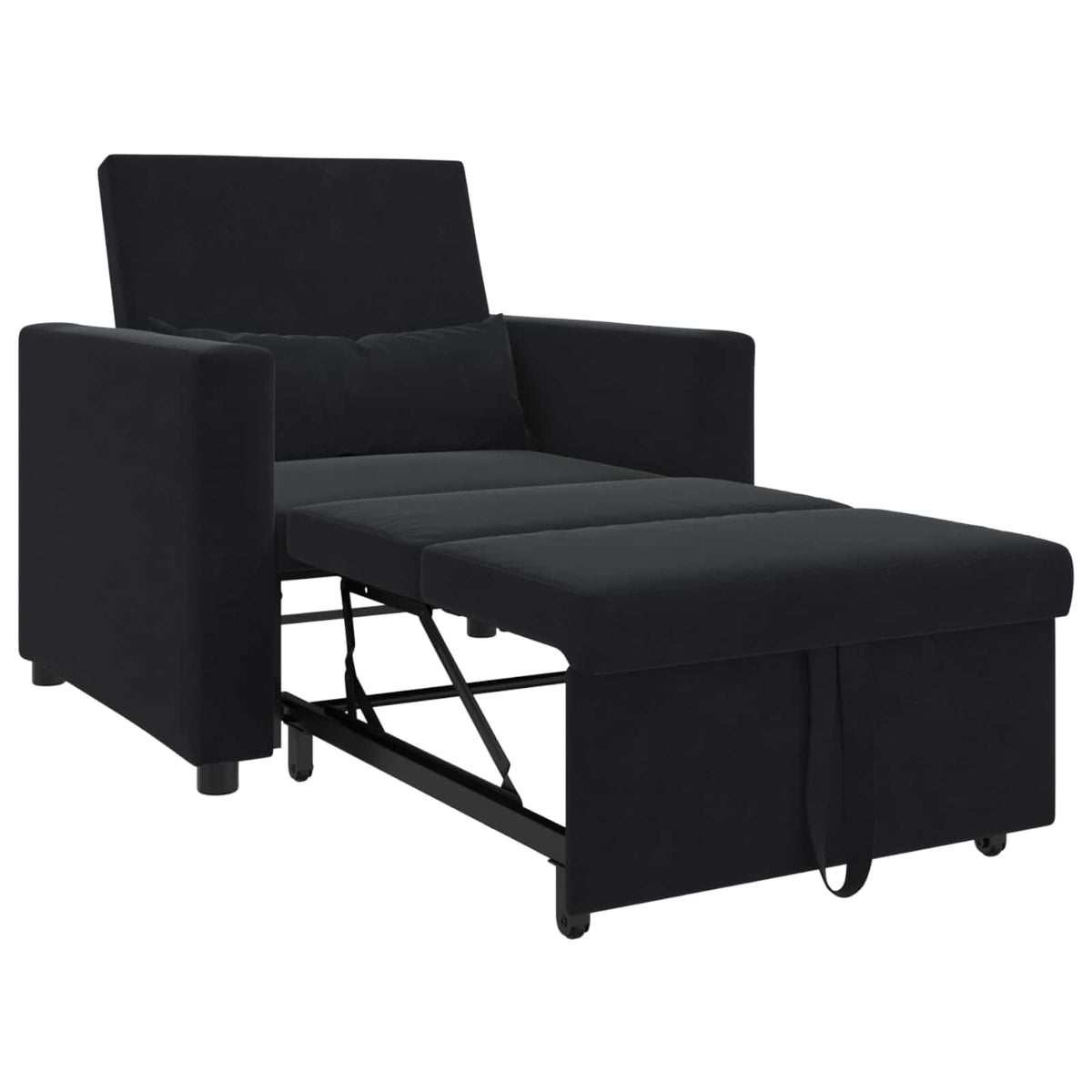 Utrækkelig sovesofa enkelt med hjul Sort Fløjl