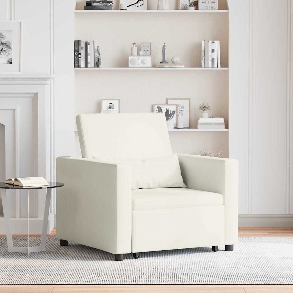 Utrækkelig sovesofa enkelt med hjul Creme Fløjl