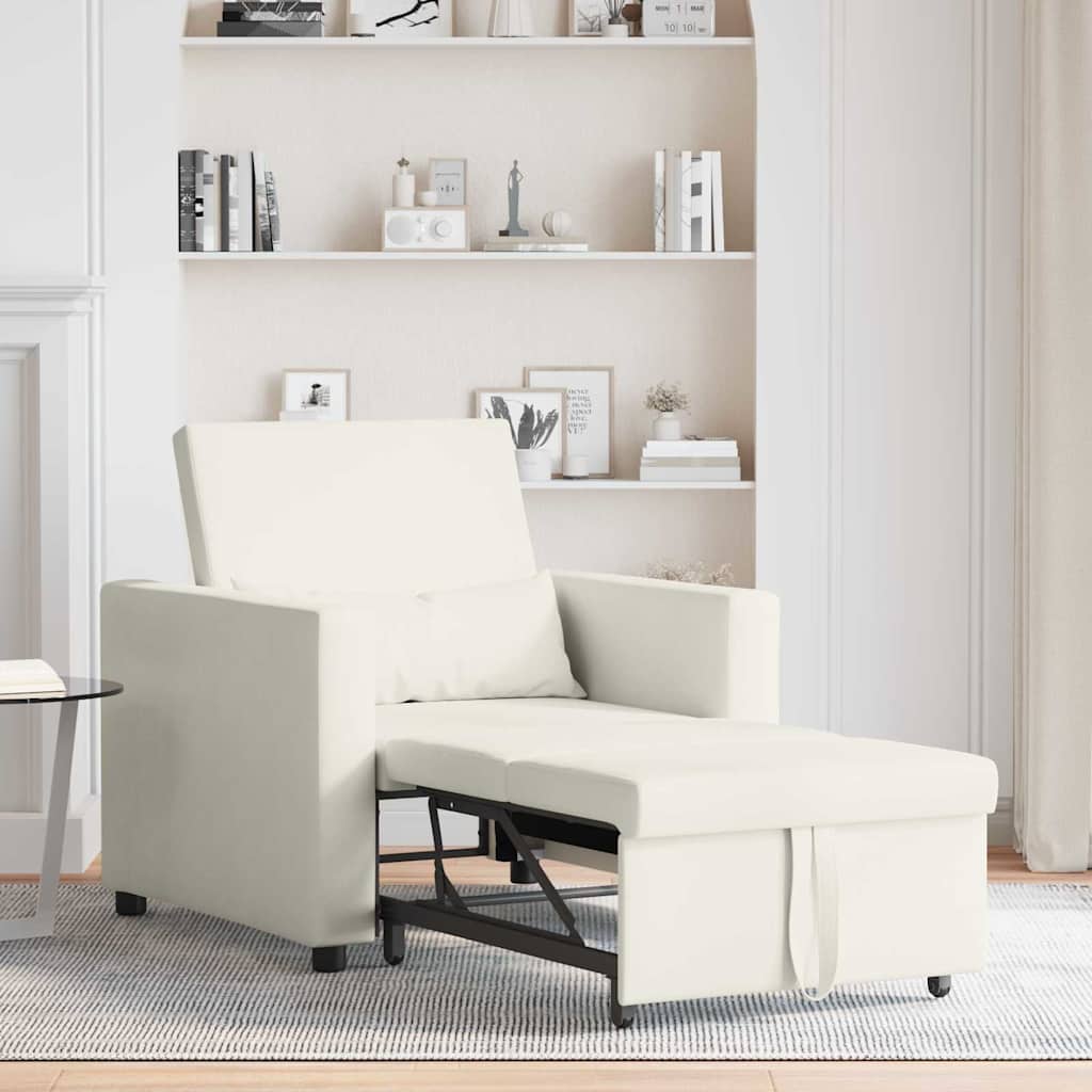 Utrækkelig sovesofa enkelt med hjul Creme Fløjl
