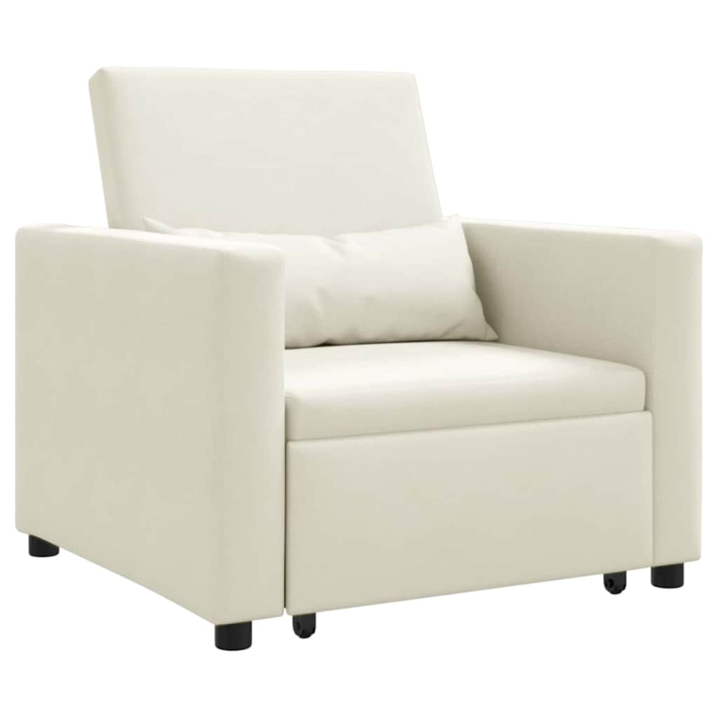 Utrækkelig sovesofa enkelt med hjul Creme Fløjl