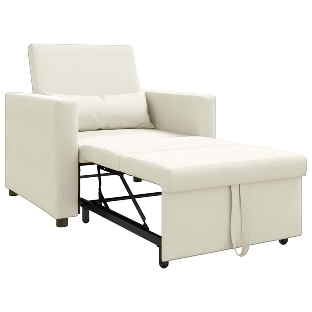 Utrækkelig sovesofa enkelt med hjul Creme Fløjl