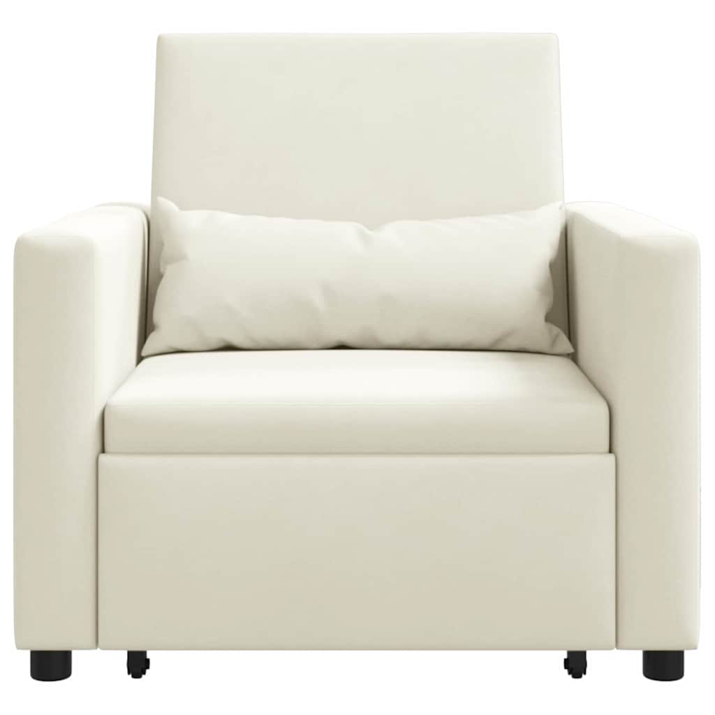 Utrækkelig sovesofa enkelt med hjul Creme Fløjl