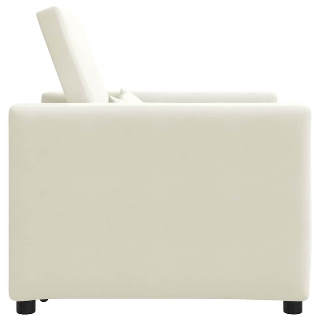 Utrækkelig sovesofa enkelt med hjul Creme Fløjl