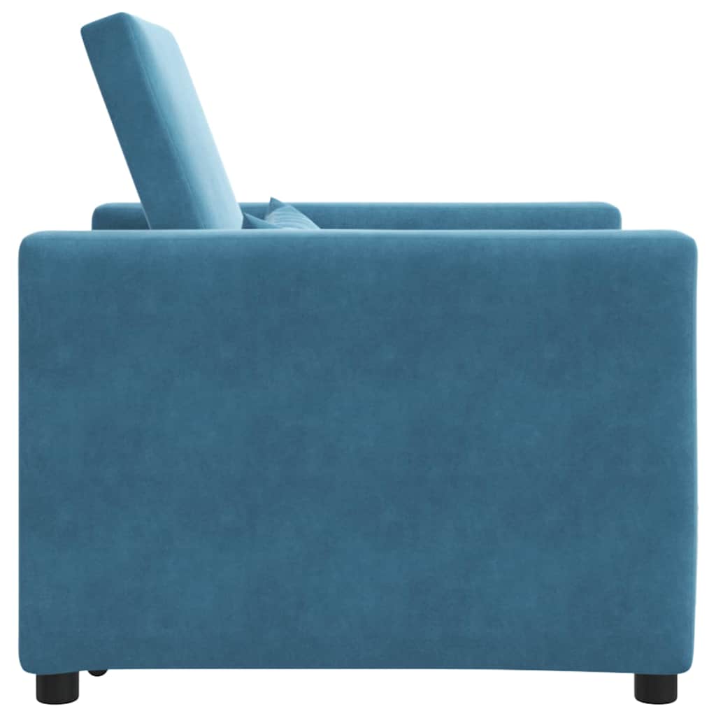 Utrækkelig sovesofa enkelt med hjul Blå Fløjl