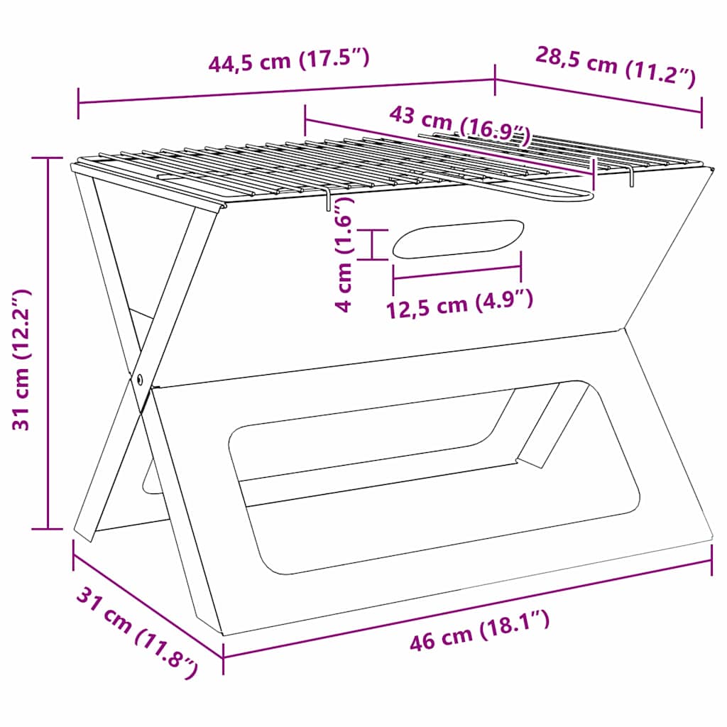 Udendørs grill 46 x 31 x 31 cm Stål Sort