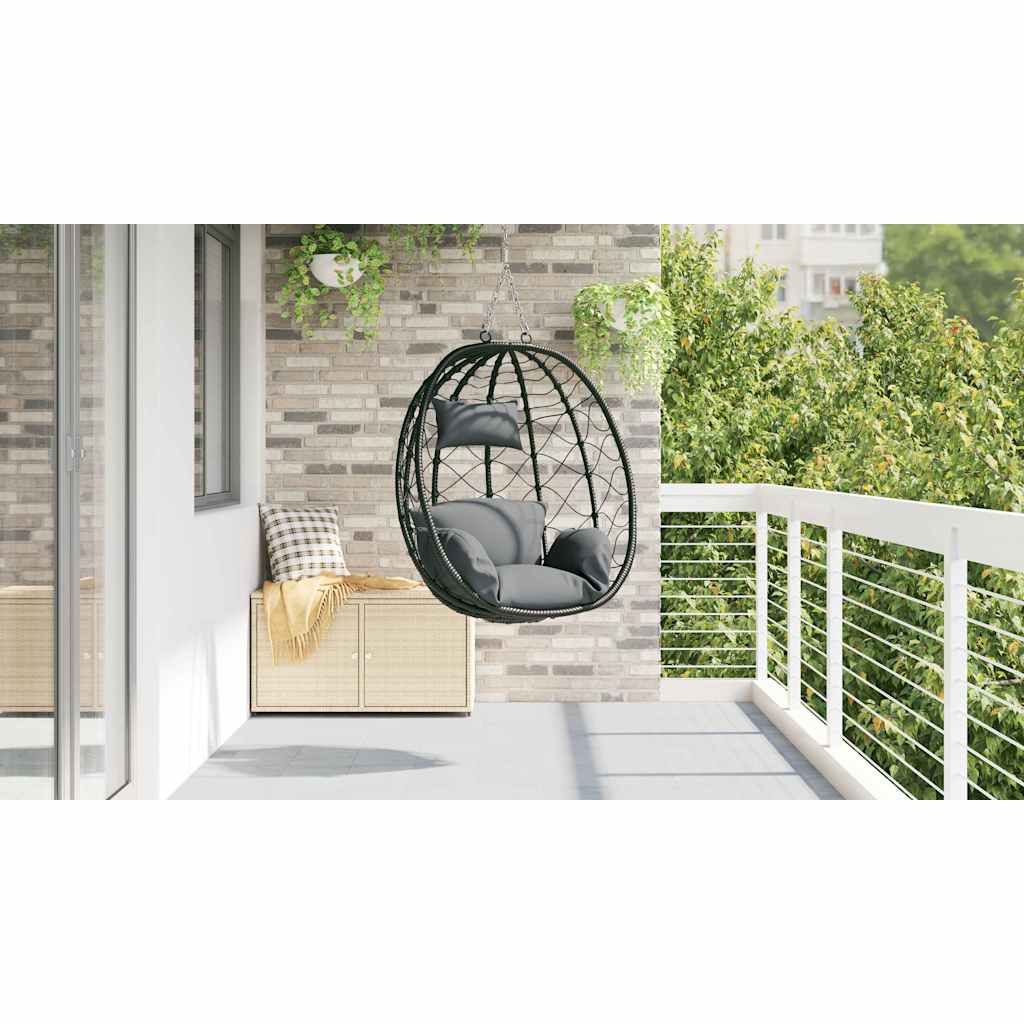Hængende æggestol polyrattan 91 x 54,5 x 107 cm Antracit