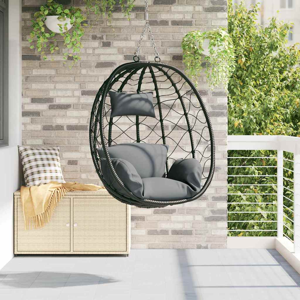 Hængende æggestol polyrattan 91 x 54,5 x 107 cm Antracit