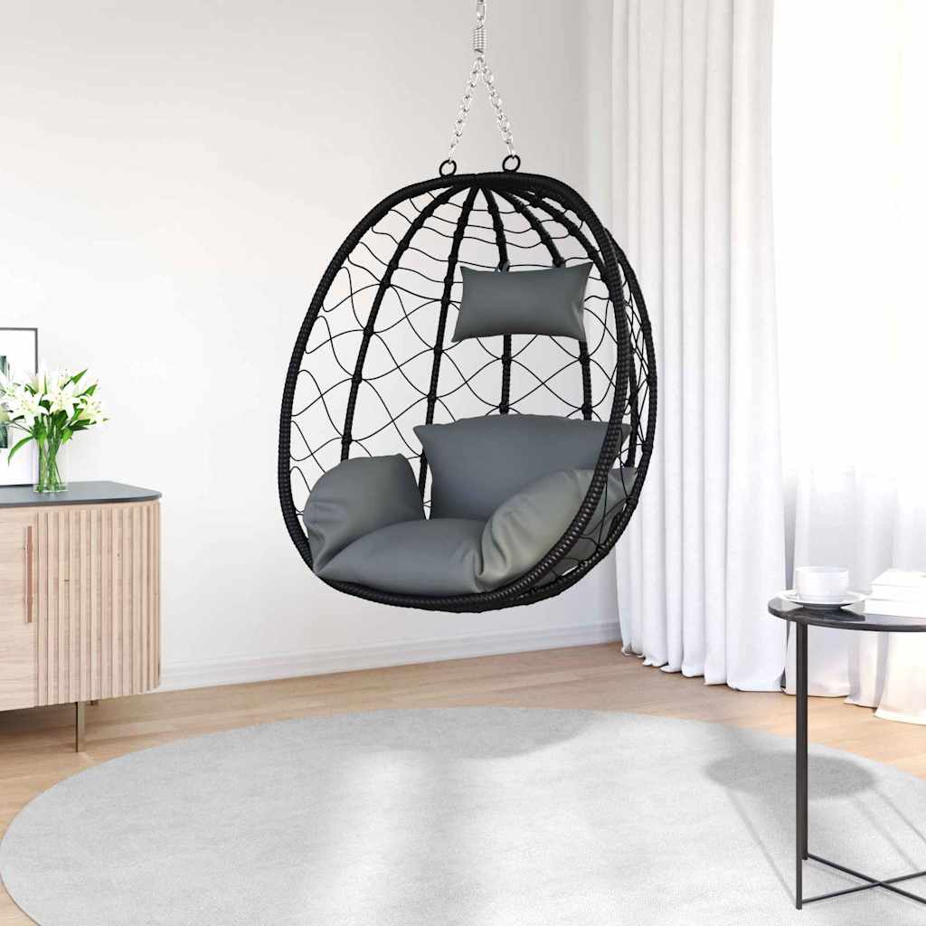 Hængende æggestol polyrattan 91 x 54,5 x 107 cm Antracit