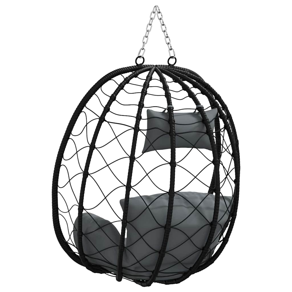 Hængende æggestol polyrattan 91 x 54,5 x 107 cm Antracit