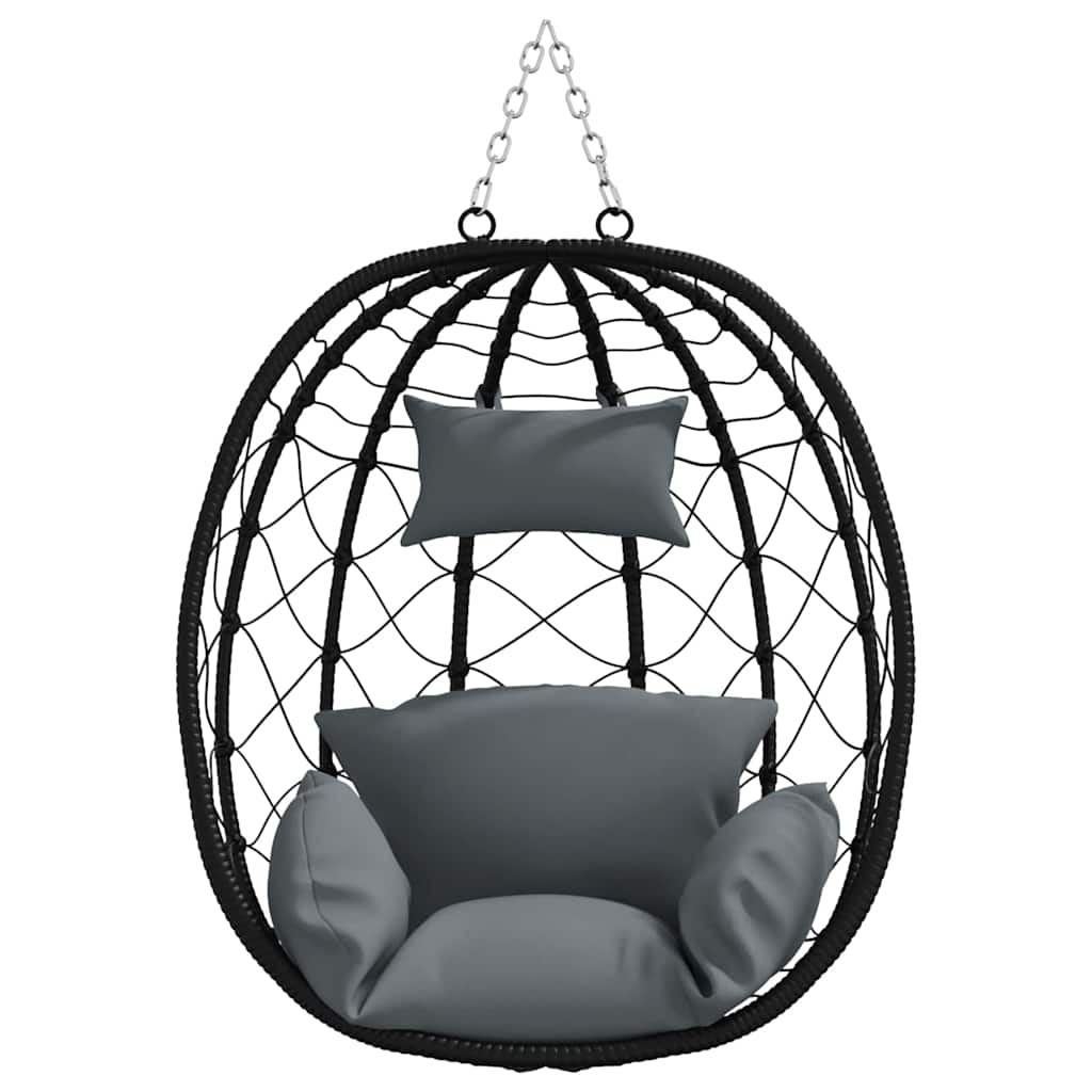 Hængende æggestol polyrattan 91 x 54,5 x 107 cm Antracit