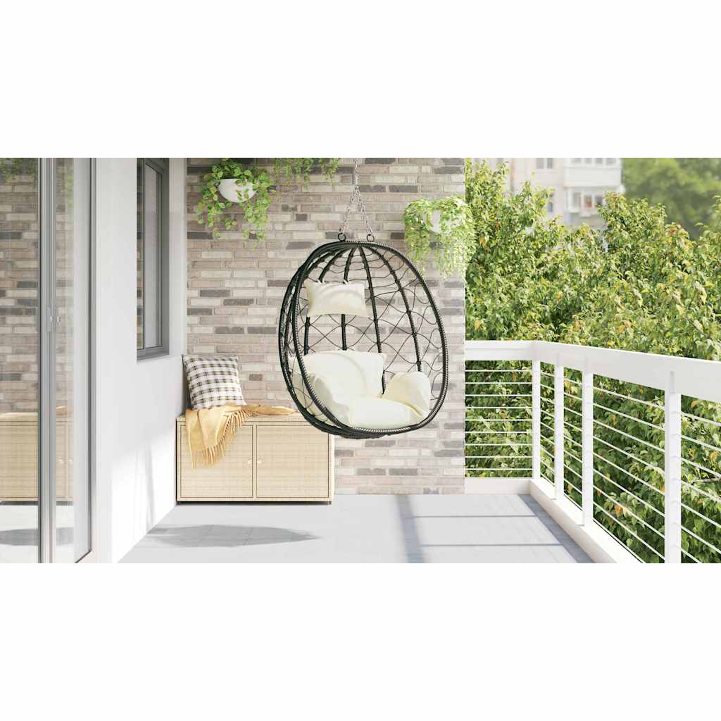 Hængende æggestol polyrattan 91 x 54,5 x 107 cm Cremehvid