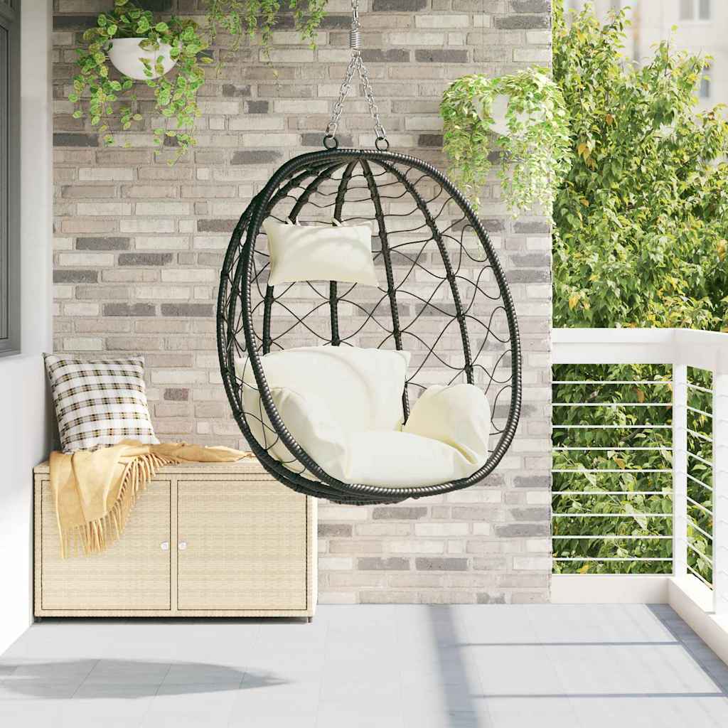 Hængende æggestol polyrattan 91 x 54,5 x 107 cm Cremehvid
