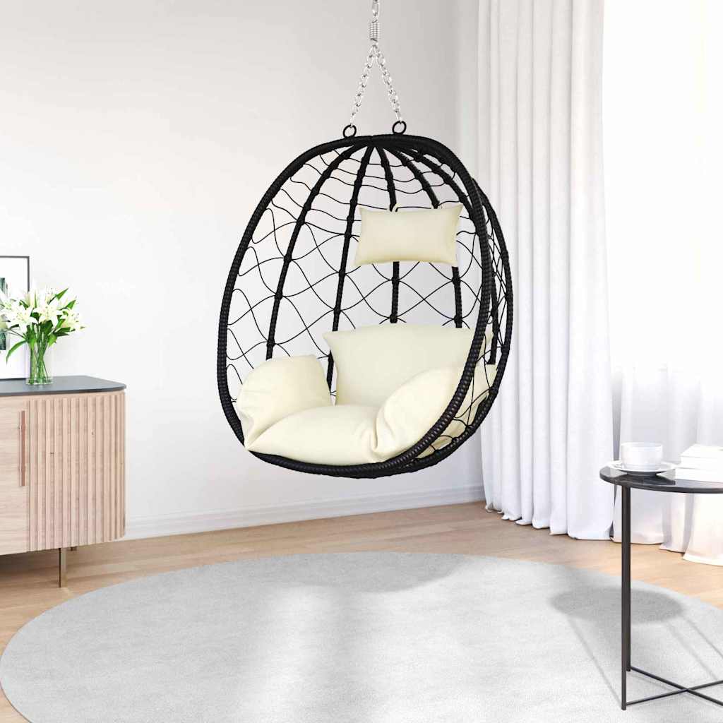 Hængende æggestol polyrattan 91 x 54,5 x 107 cm Cremehvid
