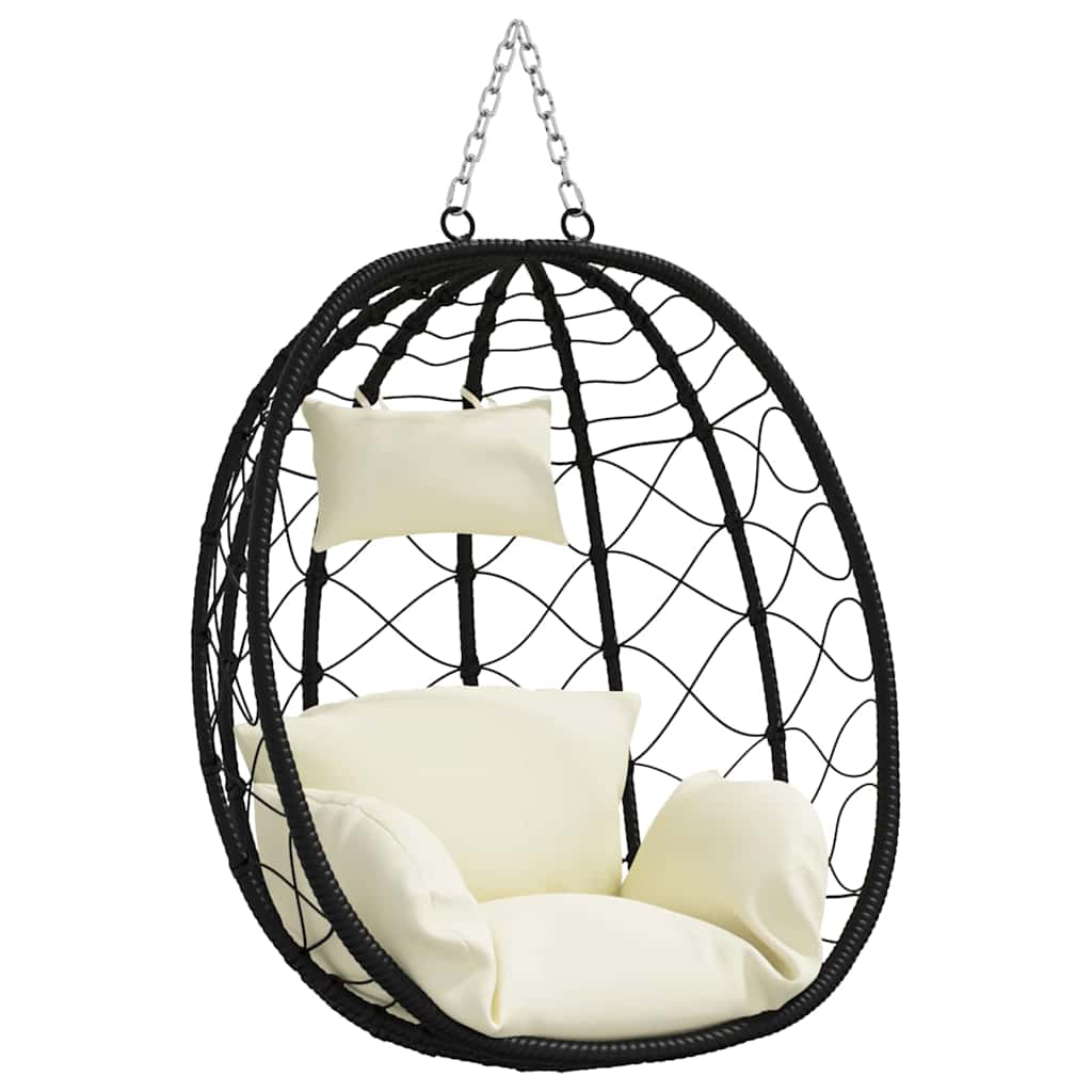 Hængende æggestol polyrattan 91 x 54,5 x 107 cm Cremehvid