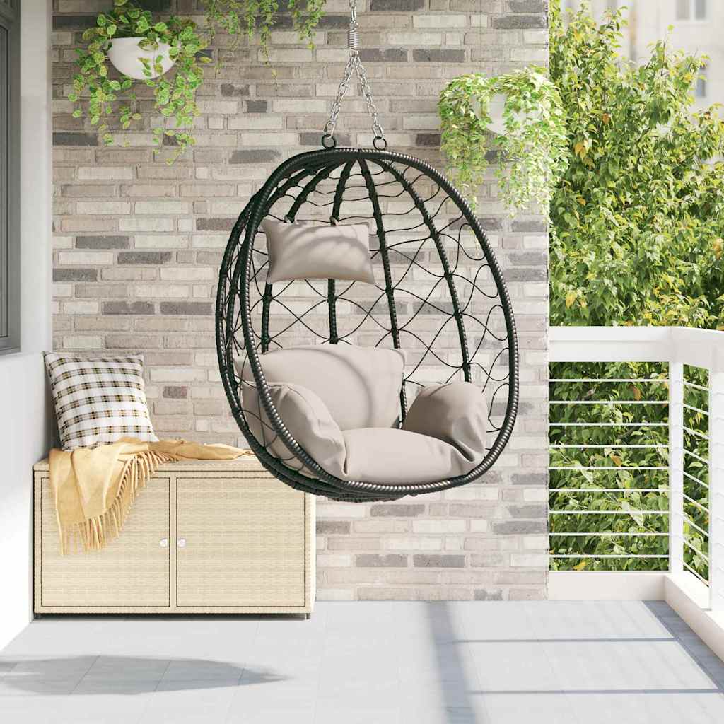Hængende æggestol polyrattan 91,5 x 54,5 x 107 cm Gråbrun