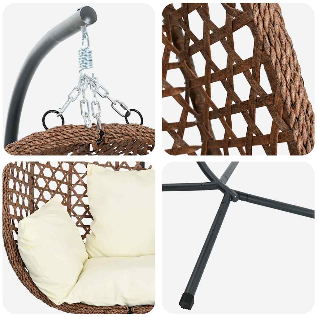 Hængende æggestol polyrattan 104 x 100 x 191 cm Lys fløde