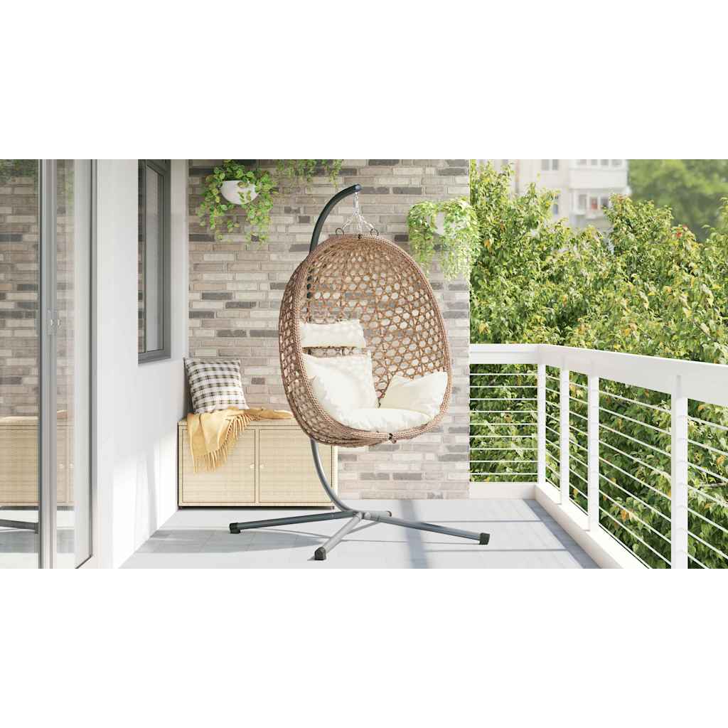 Hængende æggestol polyrattan 104 x 100 x 191 cm Lys fløde