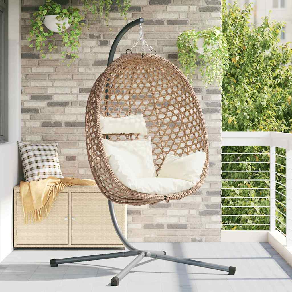 Hængende æggestol polyrattan 104 x 100 x 191 cm Lys fløde