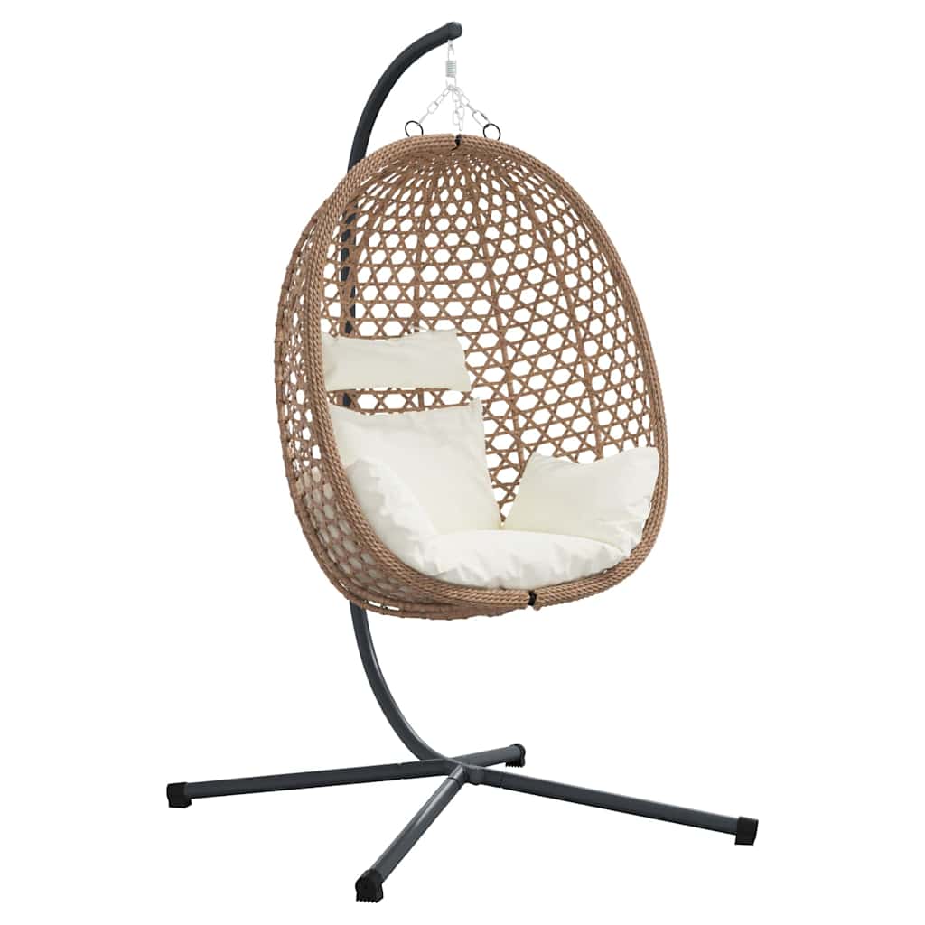 Hængende æggestol polyrattan 104 x 100 x 191 cm Lys fløde