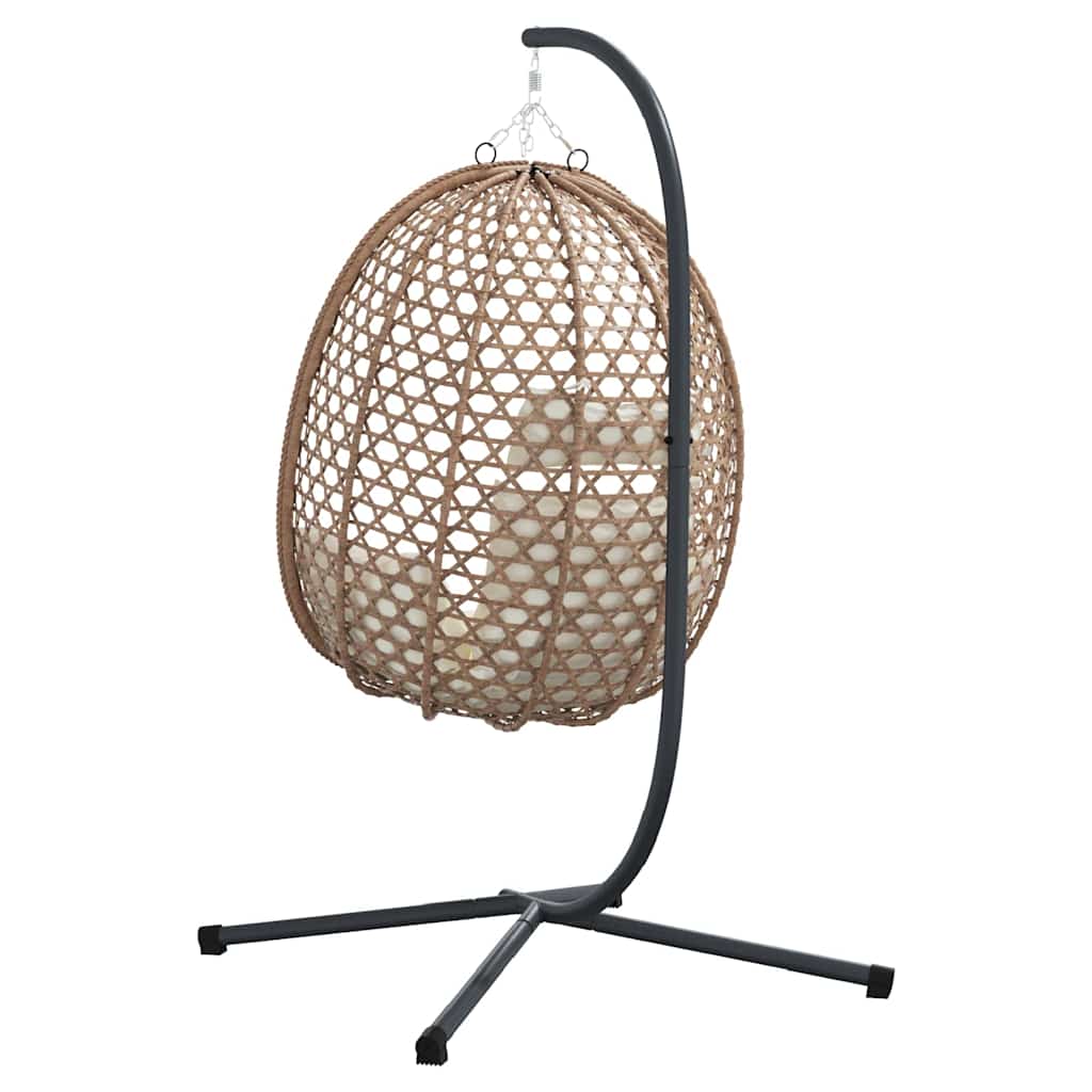 Hængende æggestol polyrattan 104 x 100 x 191 cm Lys fløde