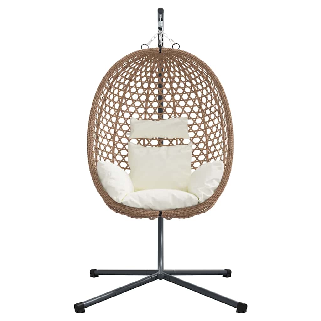 Hængende æggestol polyrattan 104 x 100 x 191 cm Lys fløde