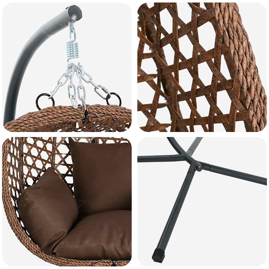 Hængende æggestol polyrattan 104 x 100 x 191 cm Brun