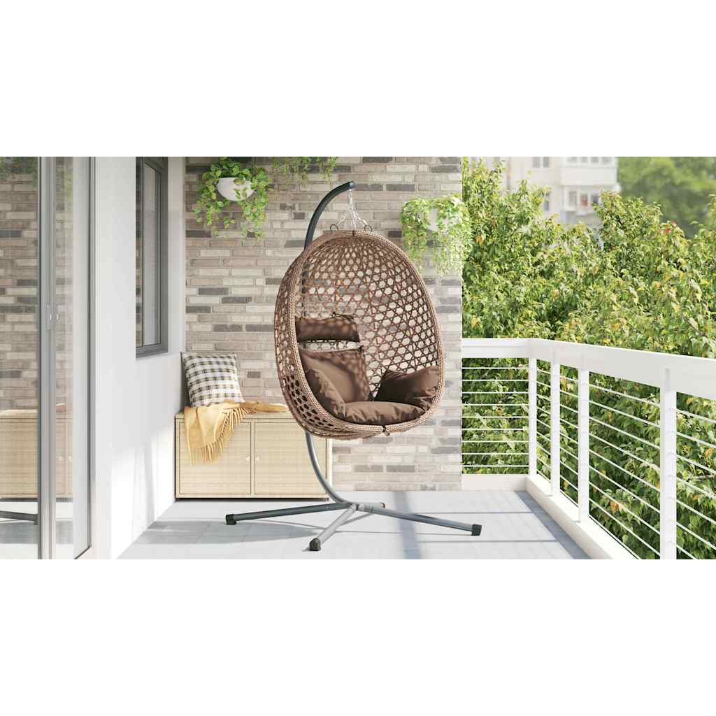 Hængende æggestol polyrattan 104 x 100 x 191 cm Brun