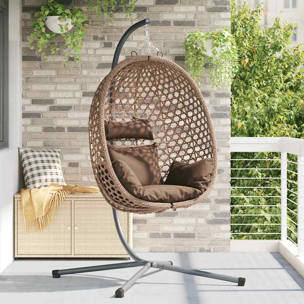 Hængende æggestol polyrattan 104 x 100 x 191 cm Brun