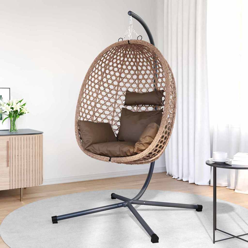 Hængende æggestol polyrattan 104 x 100 x 191 cm Brun