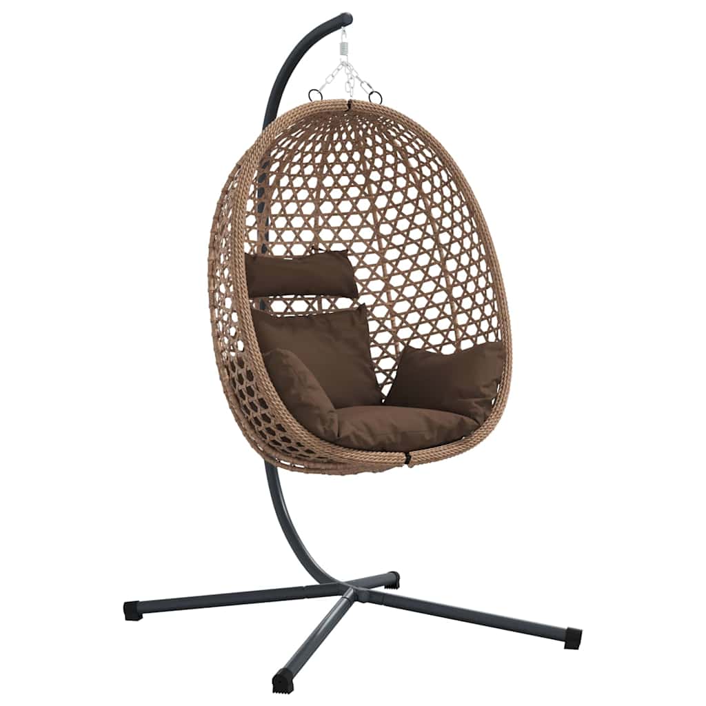 Hængende æggestol polyrattan 104 x 100 x 191 cm Brun