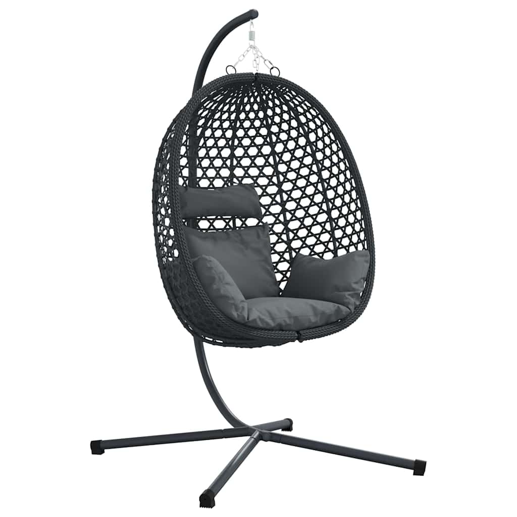 Hængende æggestol polyrattan 104 x 100 x 191 cm Sort