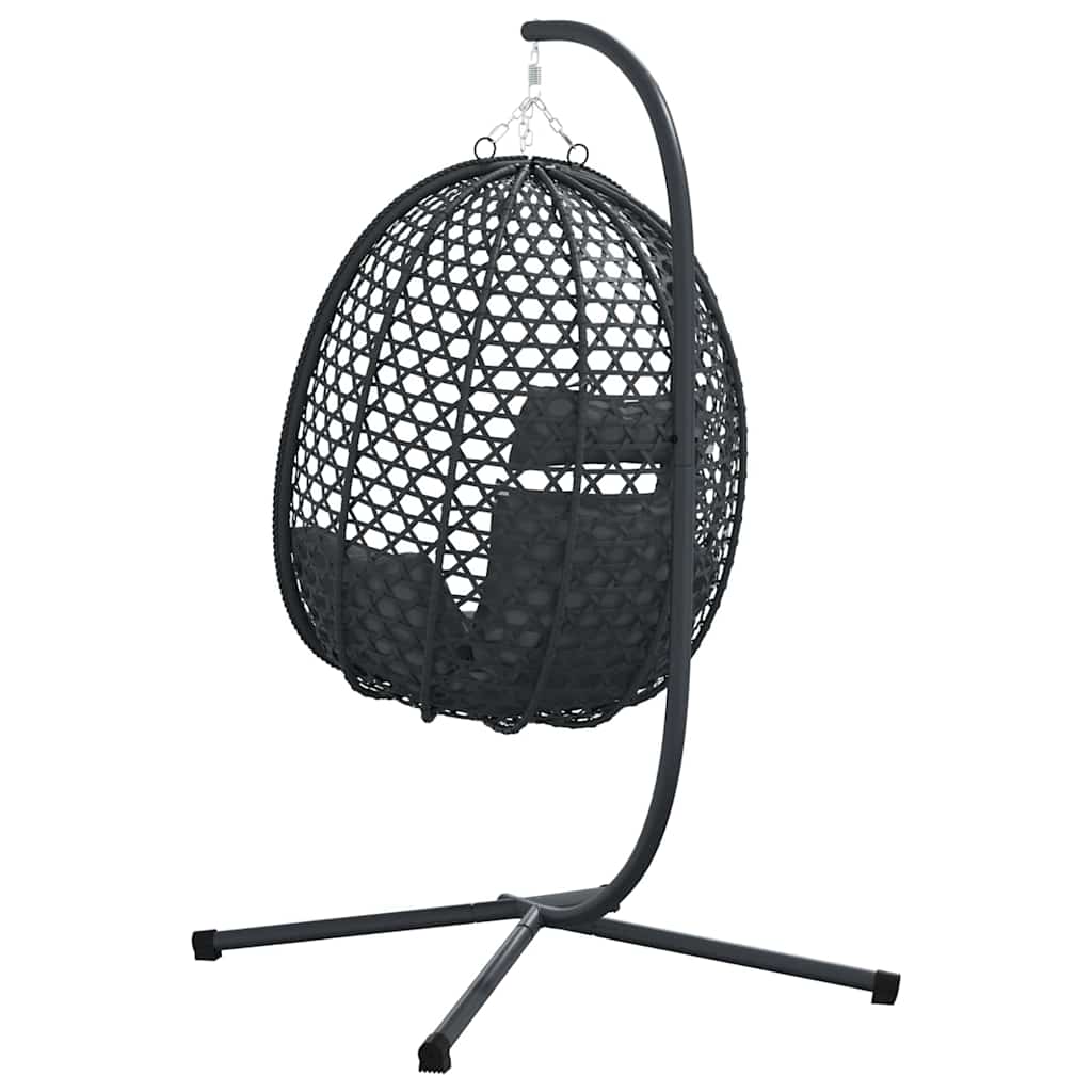 Hængende æggestol polyrattan 104 x 100 x 191 cm Sort