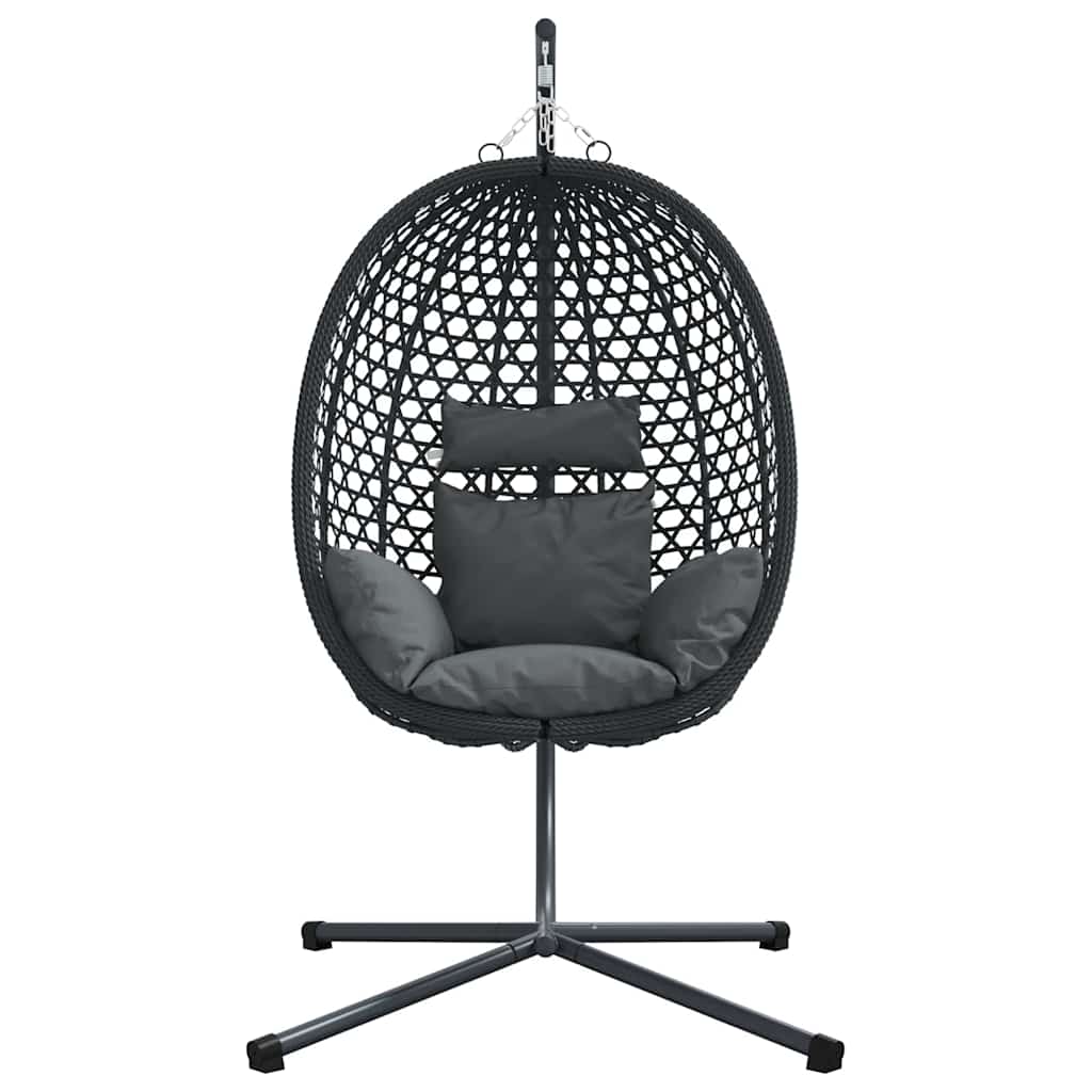 Hængende æggestol polyrattan 104 x 100 x 191 cm Sort