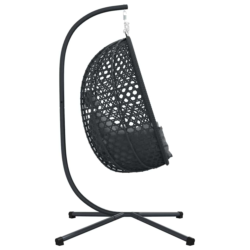 Hængende æggestol polyrattan 104 x 100 x 191 cm Sort