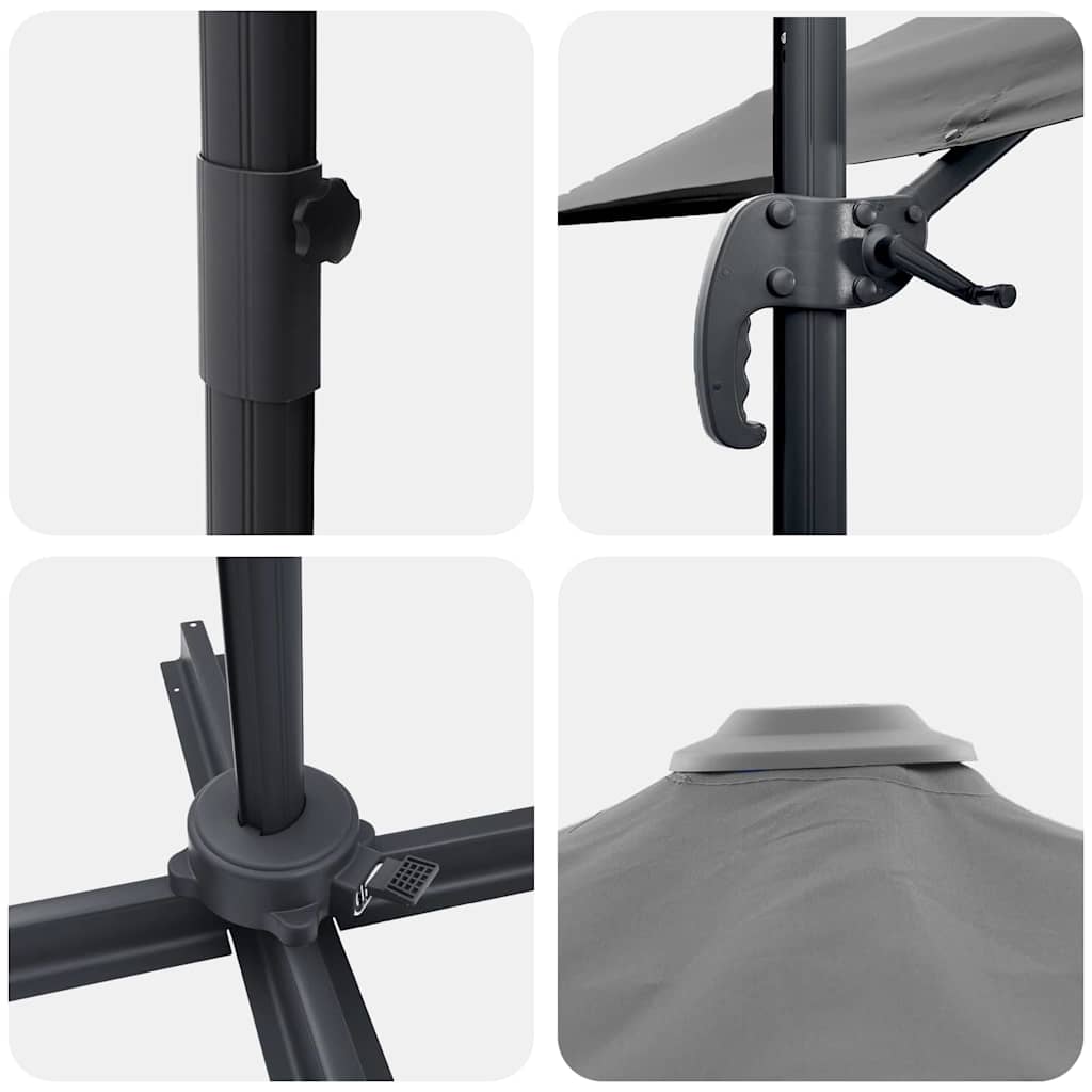 Roma Parasol Antracit 286 x 284 x 265 cm Aluminium og Polyester