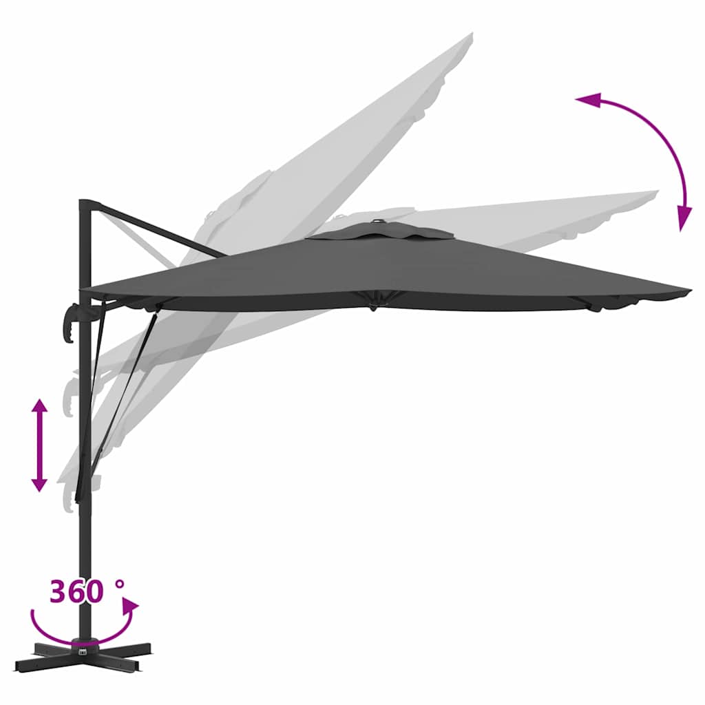 Roma Parasol Antracit 286 x 284 x 265 cm Aluminium og Polyester