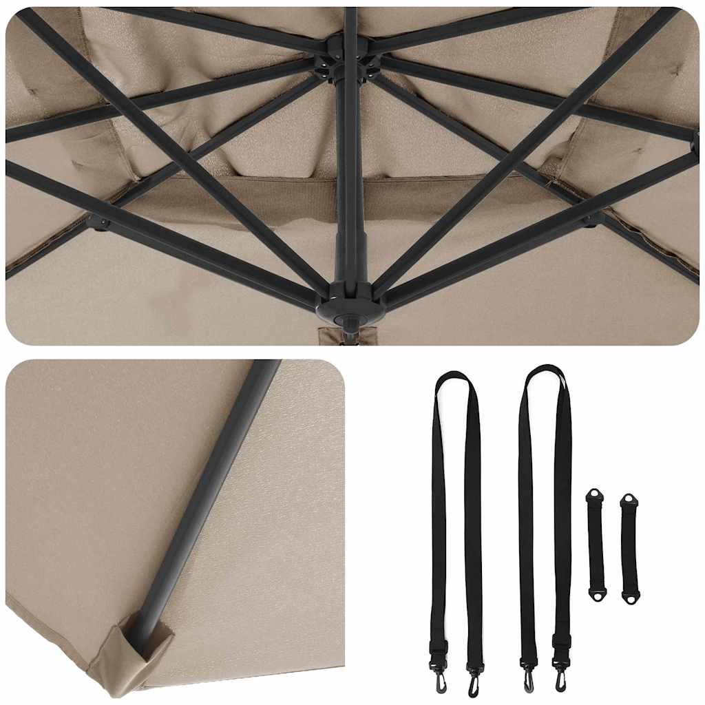 Roma Parasol 286 x 284 x 265 cm Aluminium og Polyester