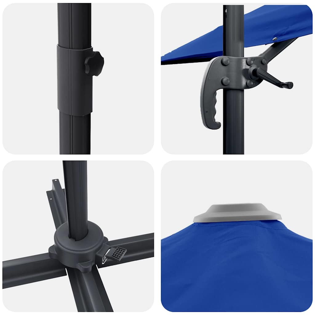 Roma Parasol Blå 286 x 284 x 265 cm Aluminium og Polyester