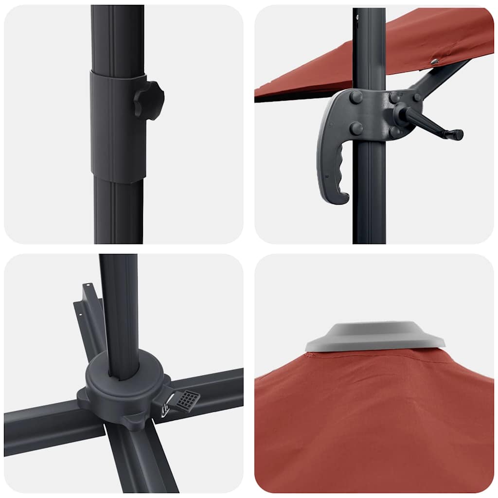 Roma Parasol Rød 286 x 284 x 265 cm Aluminium og Polyester