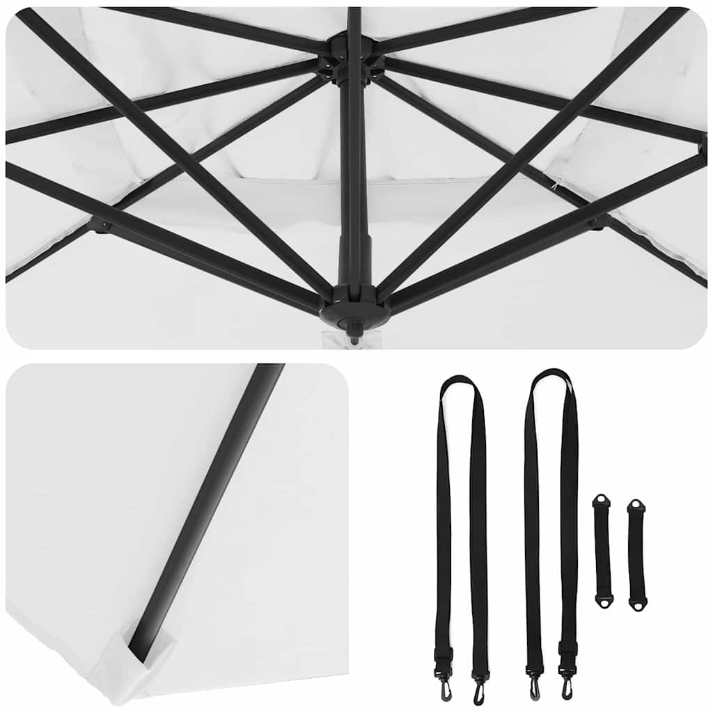 Parasol 351 x 250 x 260 cm Polyester og Aluminium Sandfarvet