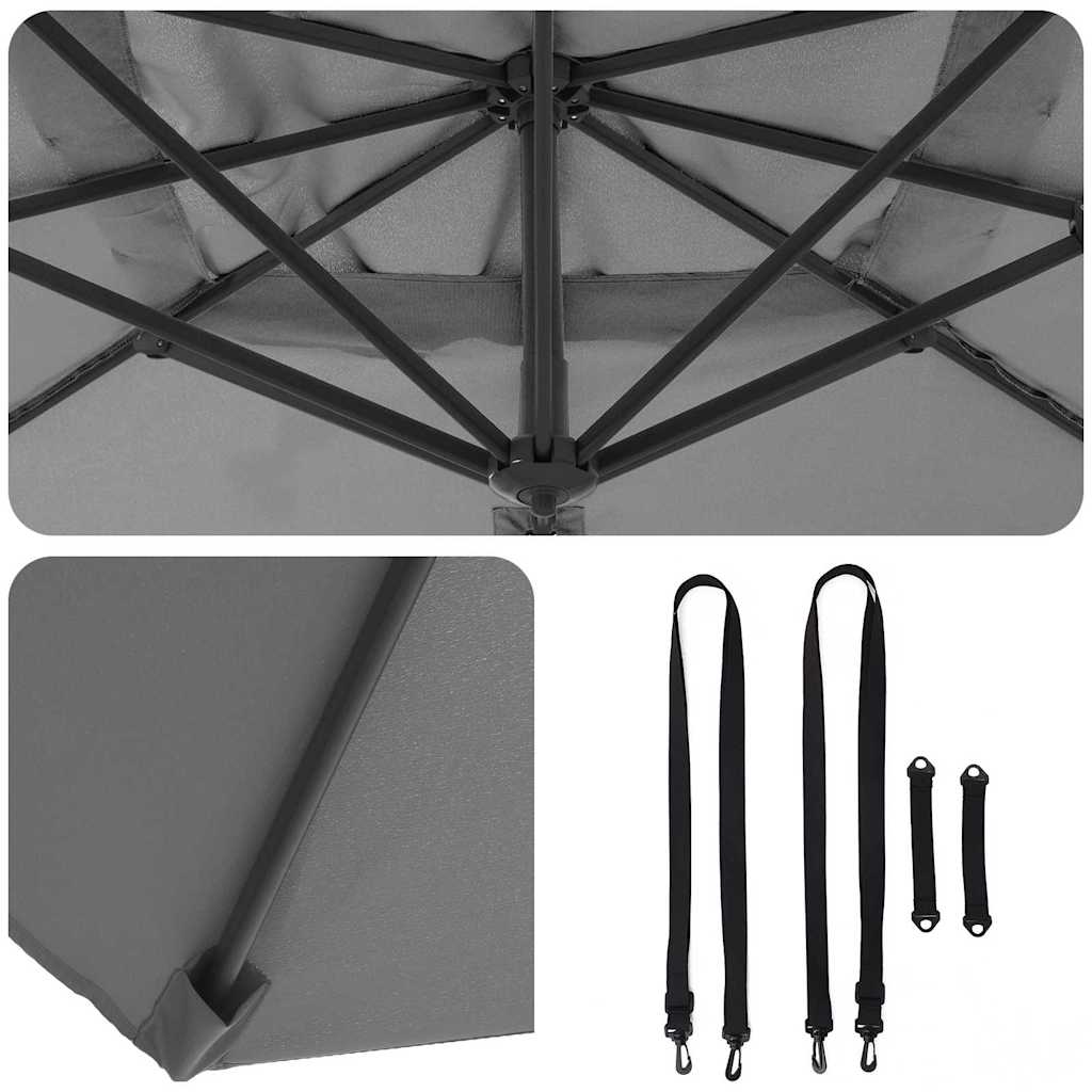 Parasol 351 x 250 x 260 cm Polyester og Aluminium Antracit
