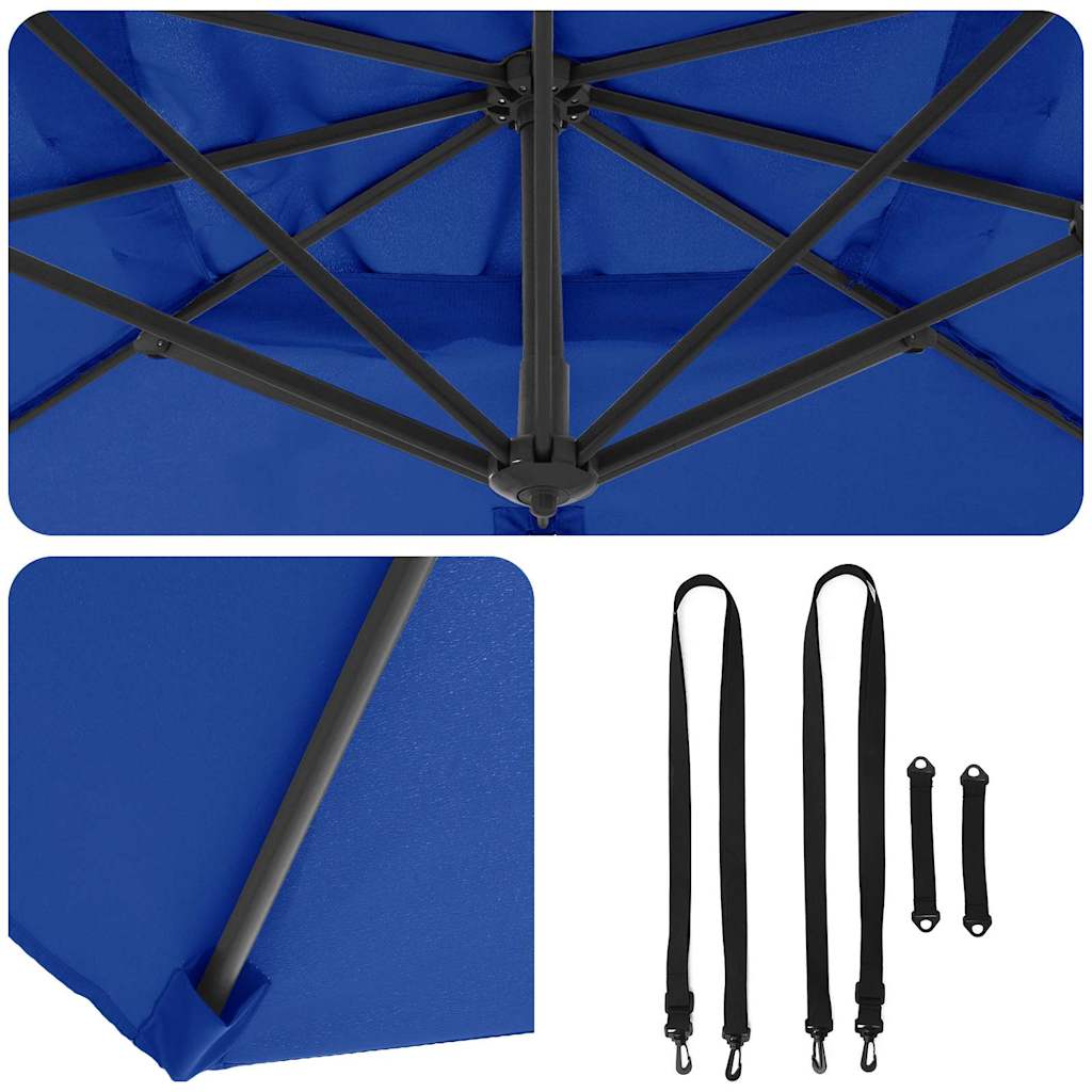 Parasol 351 x 250 x 260 cm Polyester og Aluminium Azurblå