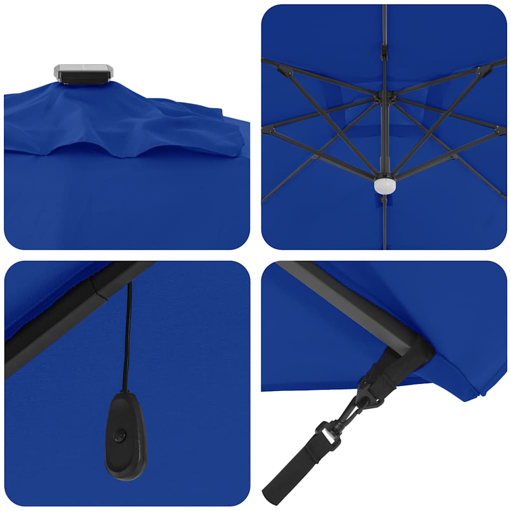 Parasol 351 x 250 x 253 cm Polyester og Aluminium Azurblå