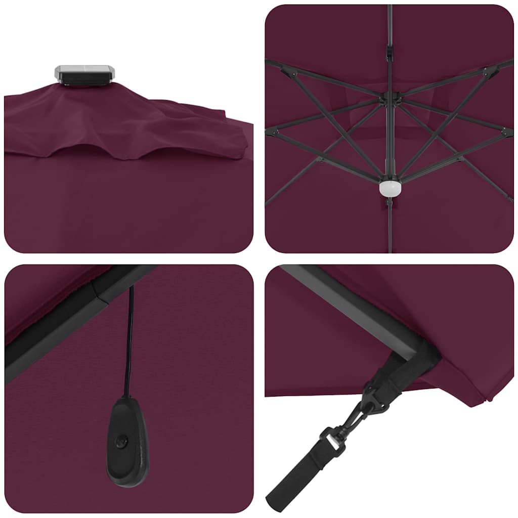 Parasol Bordeaux Rød 351 x 250 x 253 cm Polyester og Aluminium