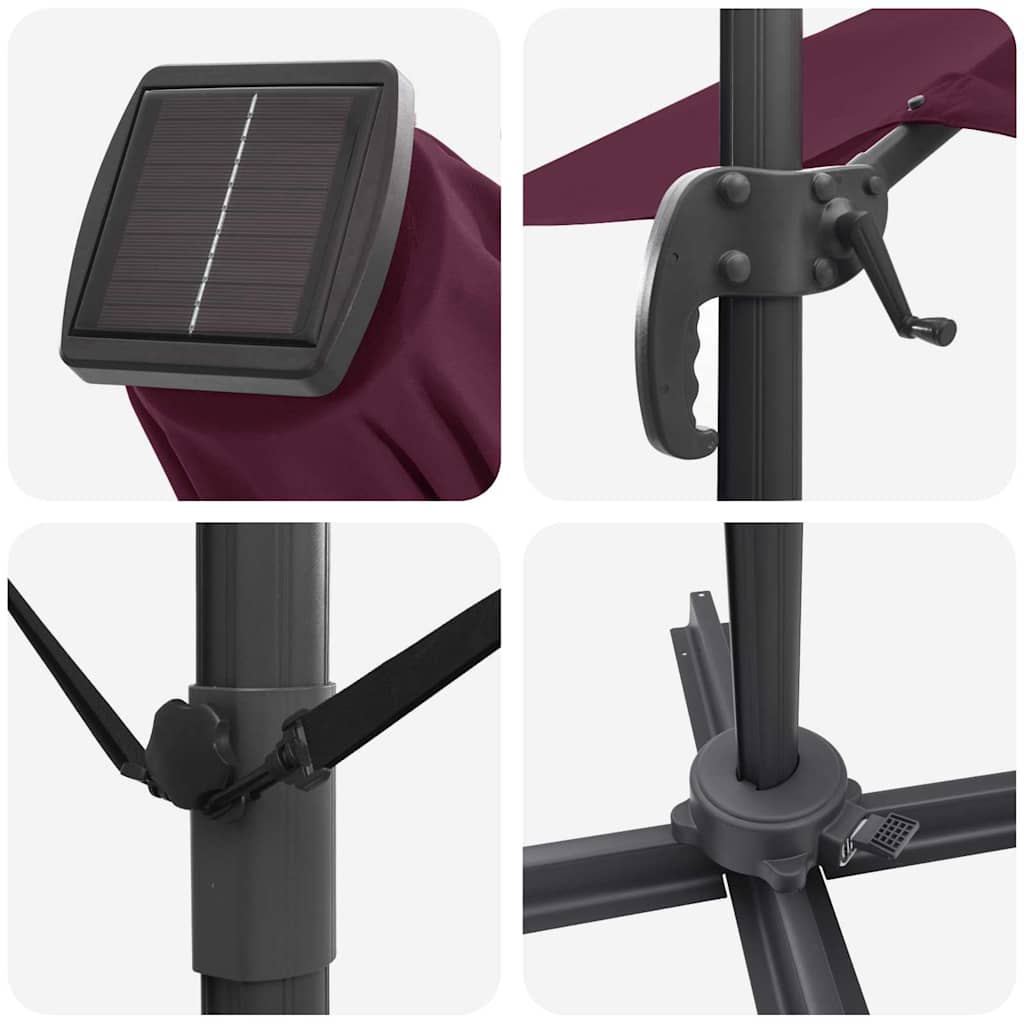 Parasol Bordeaux Rød 351 x 250 x 253 cm Polyester og Aluminium